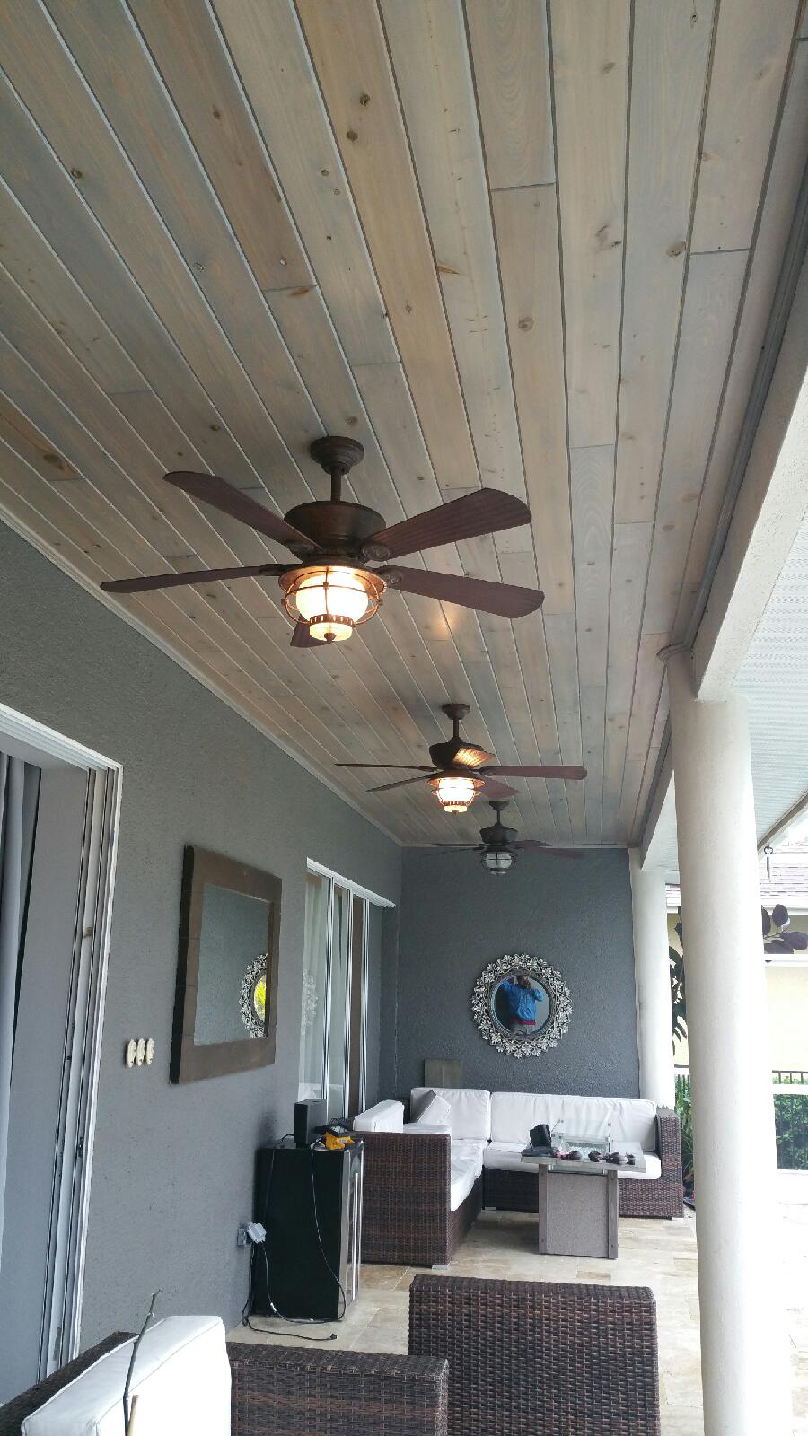 Outdoor Ceiling Weather Gray Cypress Planks Degeorge Room